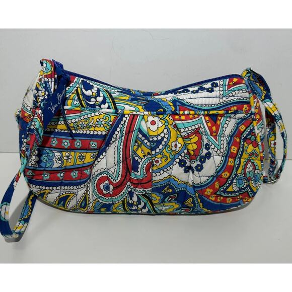 Vera Bradley MARINA PAISLEY Mini Crossbody Handbag Quilted White Blue Floral - Picture 3 of 5